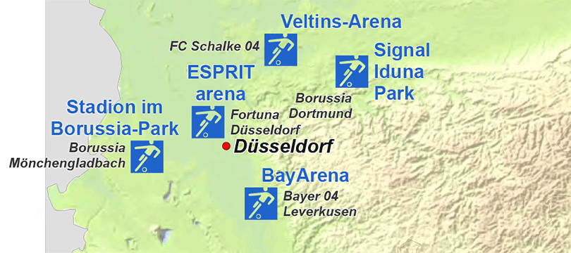 Themenkarte: Stadien der 1. Fußballbundesliga in der Saison 2012/13