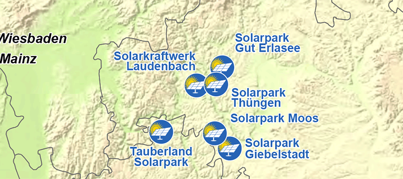 Themenkarte: Solarparks in Deutschland