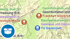 Themenkarte: Hochschulstandorte mit Studiengängen der Geoinformationstechnologie in Deutschland