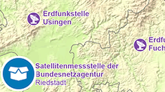 Themenkarte: Radioteleskope und Erdfunkstellen in Deutschland