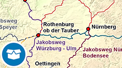Themenkarte: Jakobswege in Deutschland