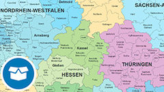 Verwaltungskarte 1:2 500 000 - Länder Regierungsbezirke Kreise (VK2500-LRK)