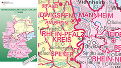 Verwaltungskarte Deutschland 1:750 000 mit Bestäbung