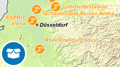 Themenkarte: Orte mit Leichtathletikmeisterschaften seit 1946 in Deutschland