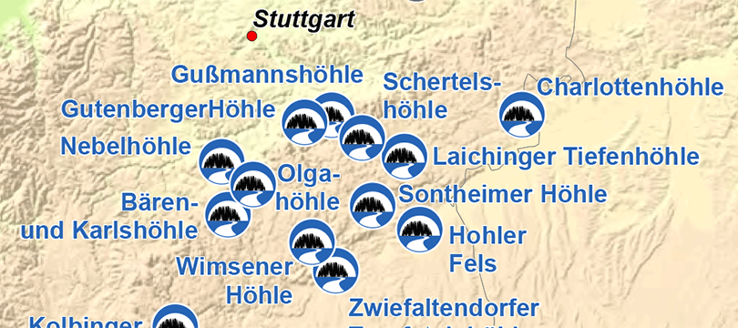 Themenkarte: Schauhöhlen in Deutschland