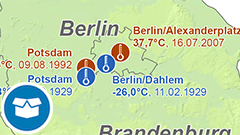Themenkarte: Temperaturrekorde in Deutschland