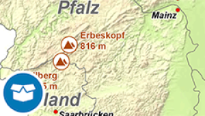 Themenkarte: die höchsten Erhebungen der Bundesländer